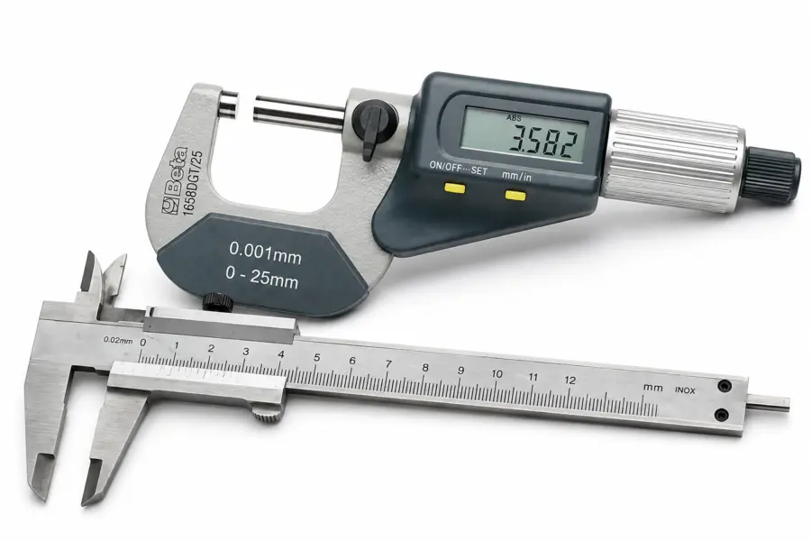 Pie de rey y micrómetro para calibración de longitud